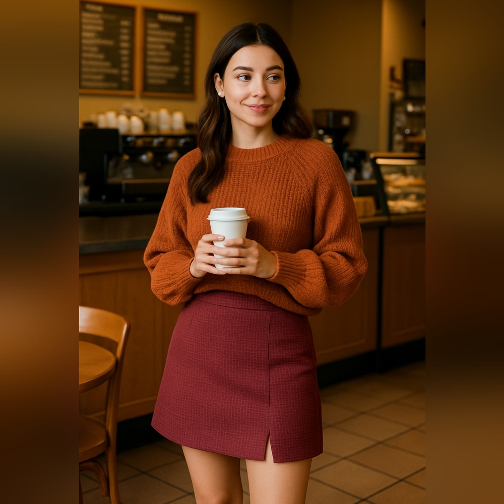 Wilfred Burgundy A-Line Mini Skirt